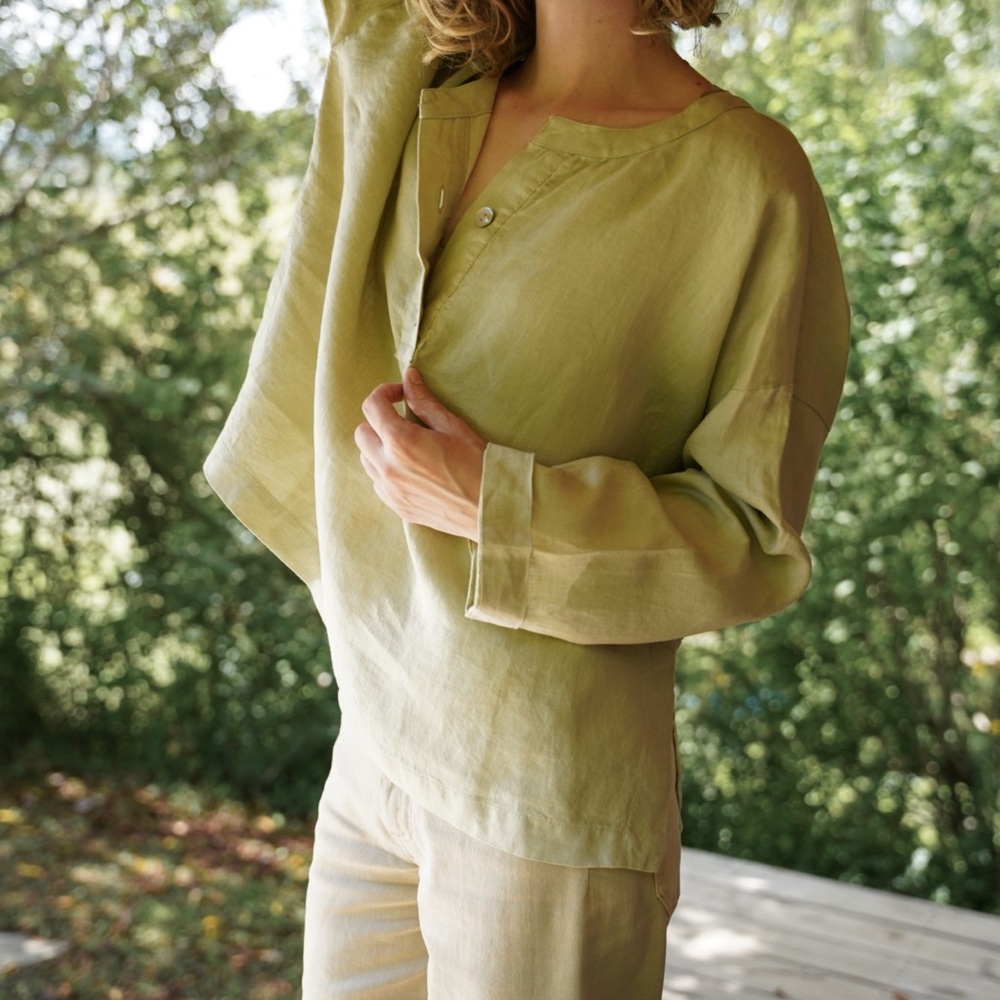 Linen Quarter Sleeve Zara Top | Size Medium